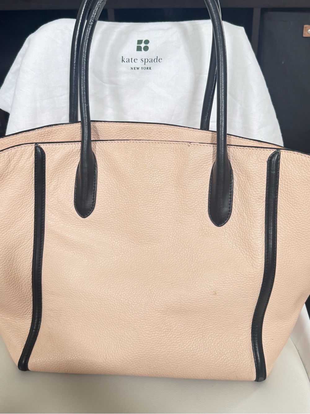 kate spade Pink and Black Pebbled Leather Tote